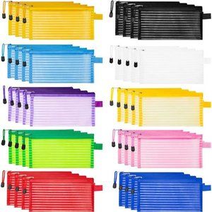 40 Pack 10 Colors Zipper Mesh Pouch, Storage Pouches Multipurpose Travel Bags